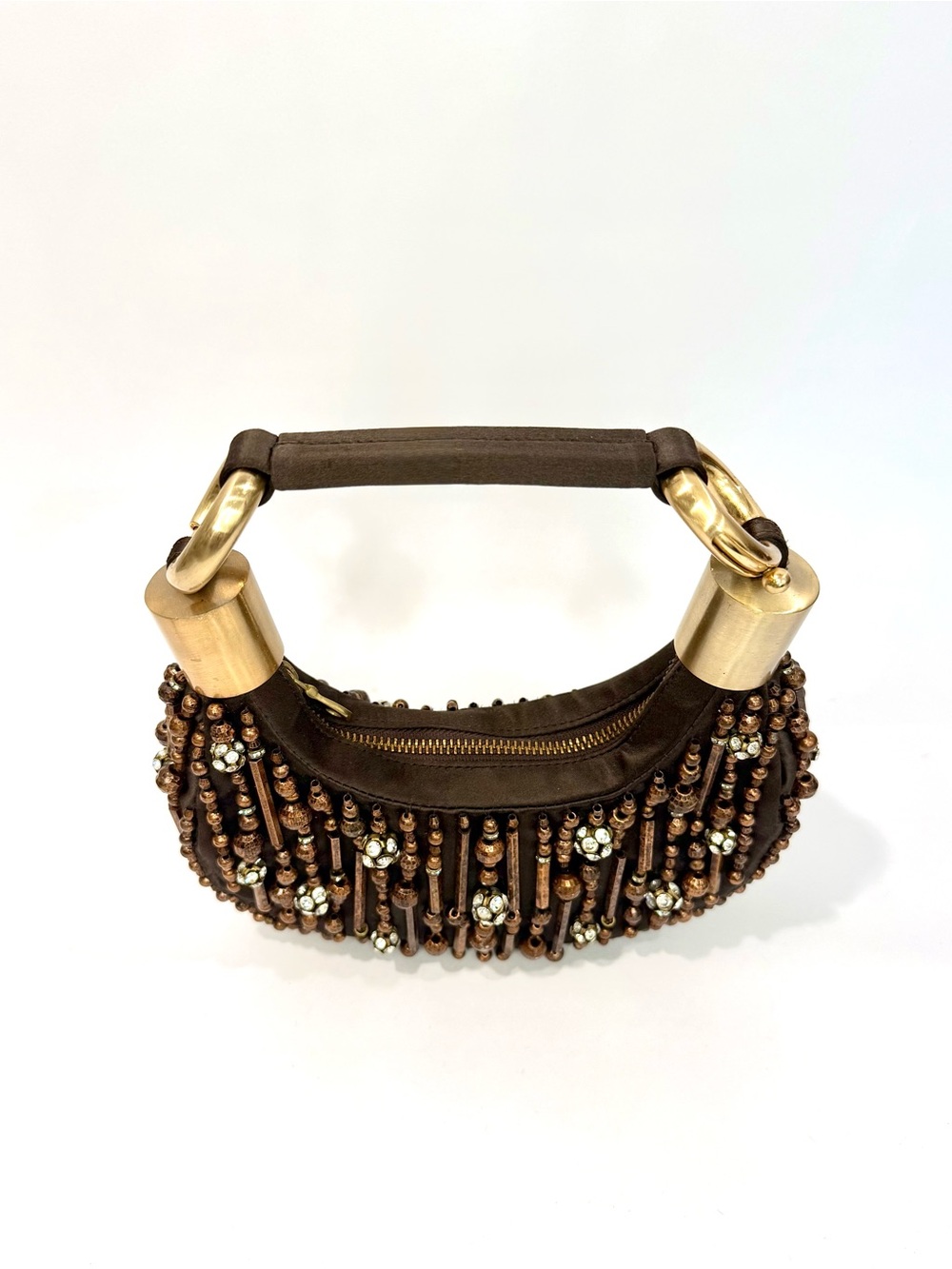 RARE Chloé Brown Beaded Mini Bracelet Bag - Picture 3 of 11